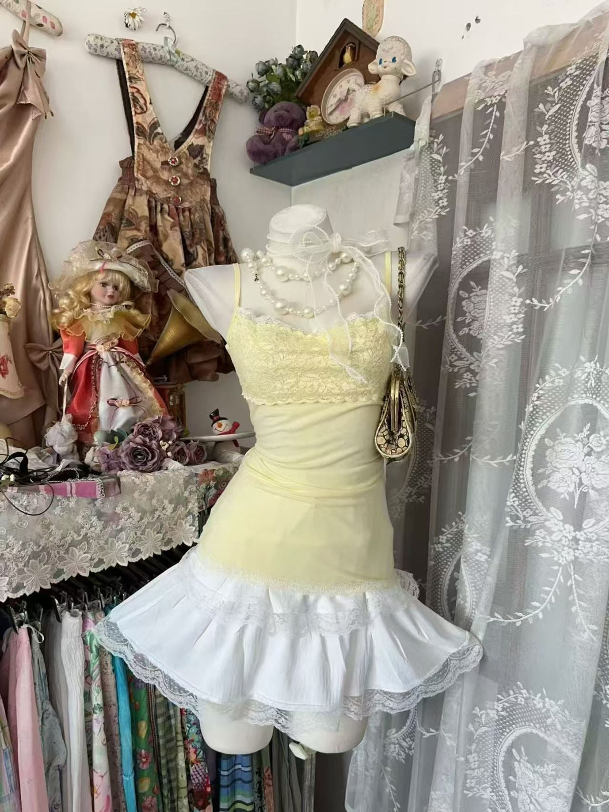 Spaghetti Strap Yellow Birthday Dress Sweet Homecoming Dress