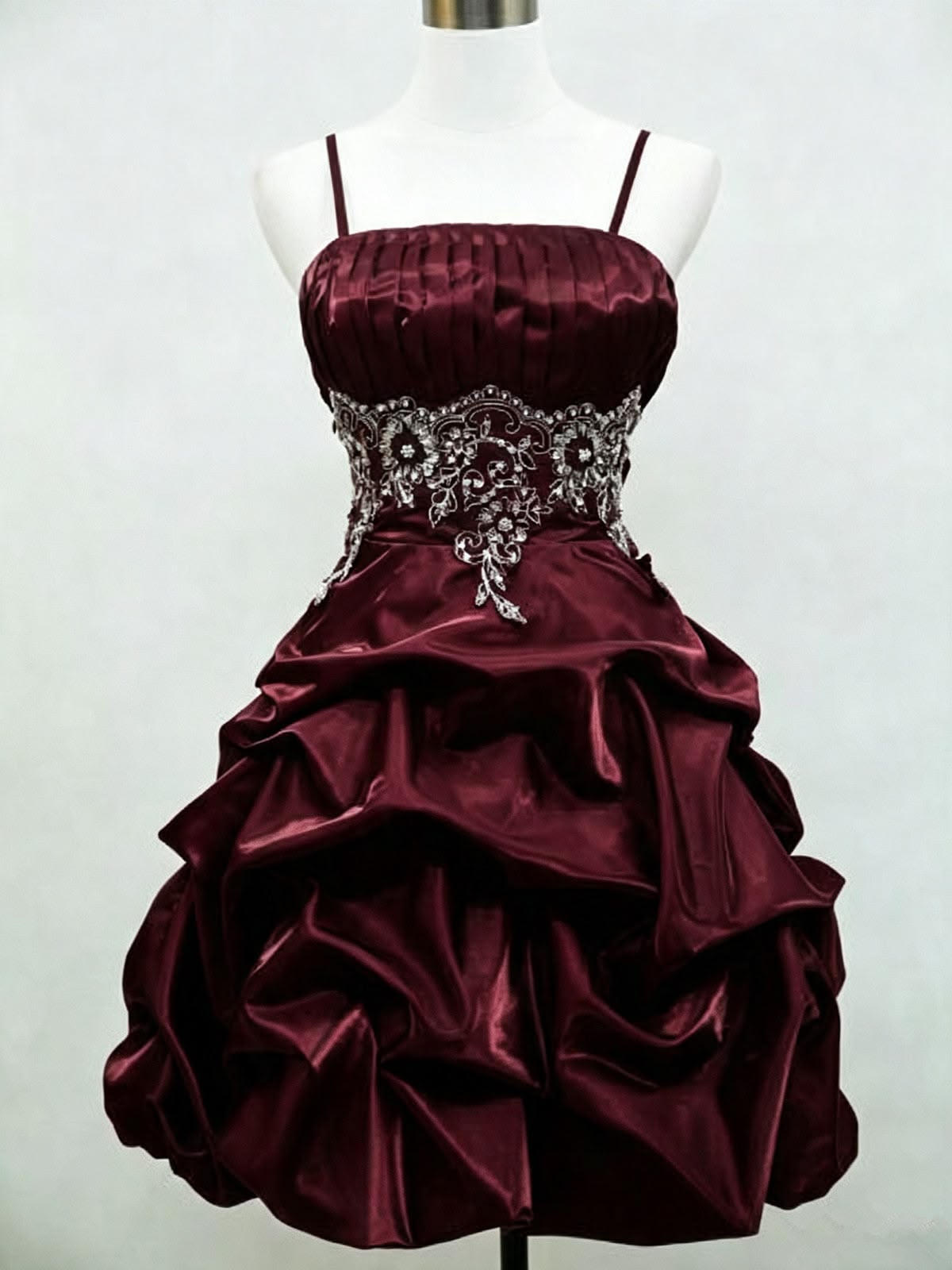 Spaghetti Straps Burgundy Retro Homecoming Dress Short Birthday Dress