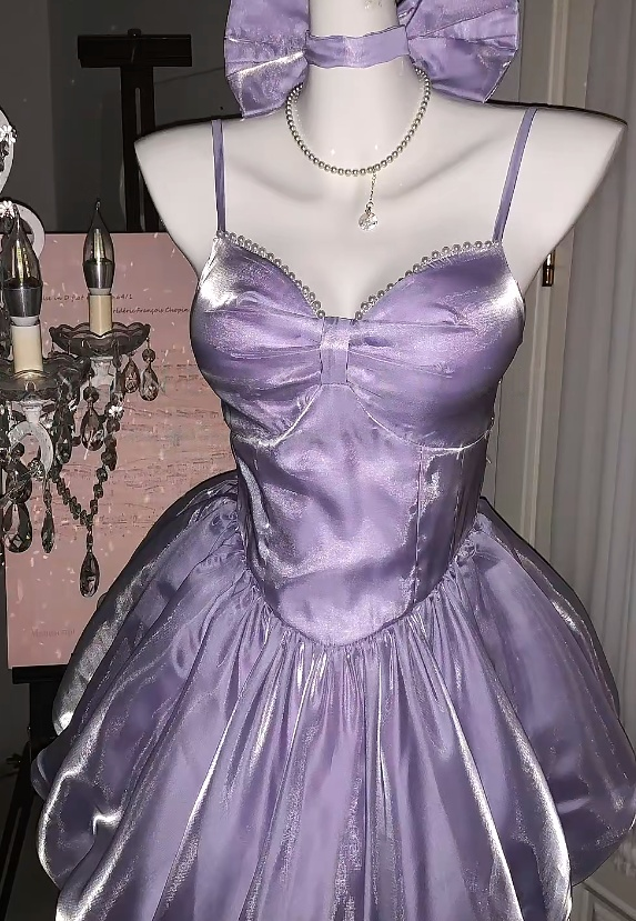 Spaghetti Straps Light Purple A-Line Short Homecoming Dress Birthday Dress
