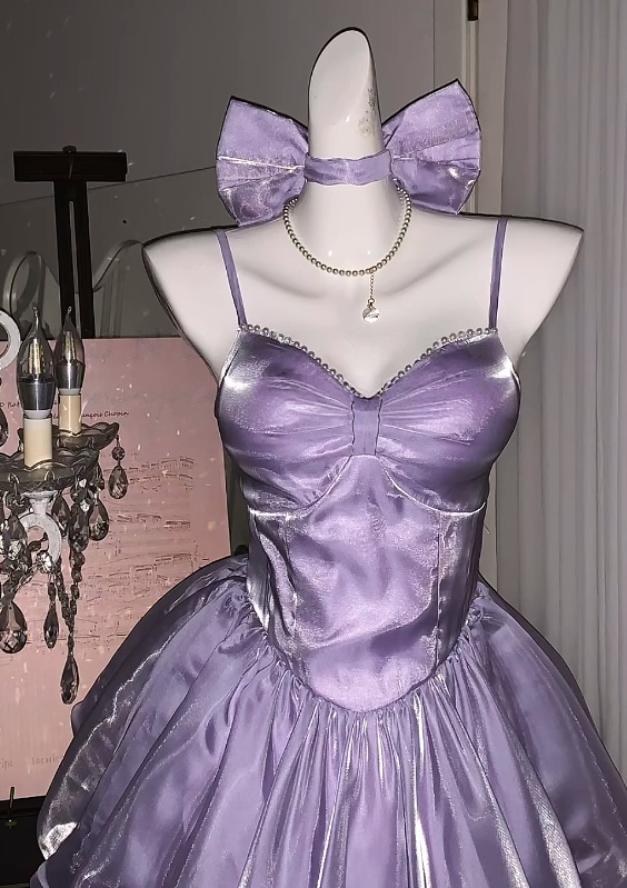 Spaghetti Straps Light Purple A-Line Short Homecoming Dress Birthday Dress