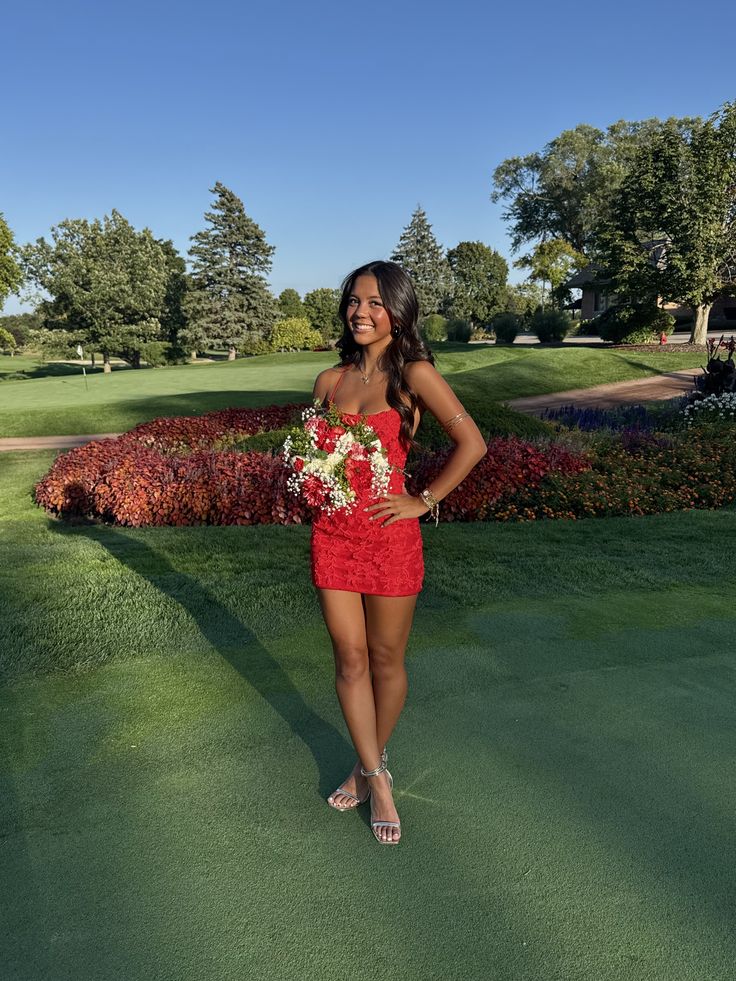 Spaghetti Straps Red Appliques Sheath Homecoming Dress