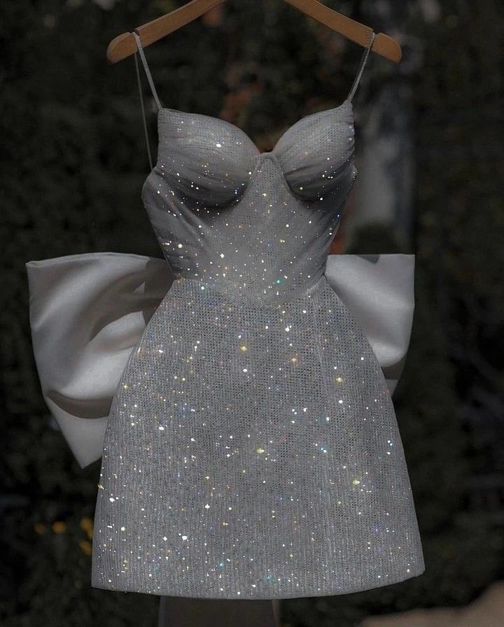Spaghetti Straps Sparkle Mini Birthday Dress Homecoming Dress With Bow Knot