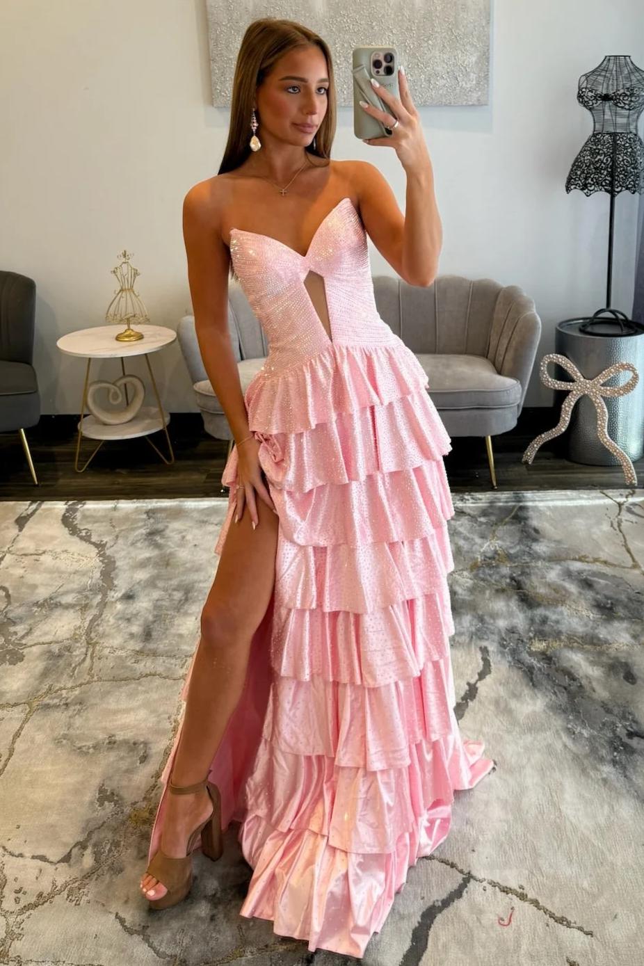 Sparkly A Line Sweetheart Black Long Prom Dress with Beading Ruffles