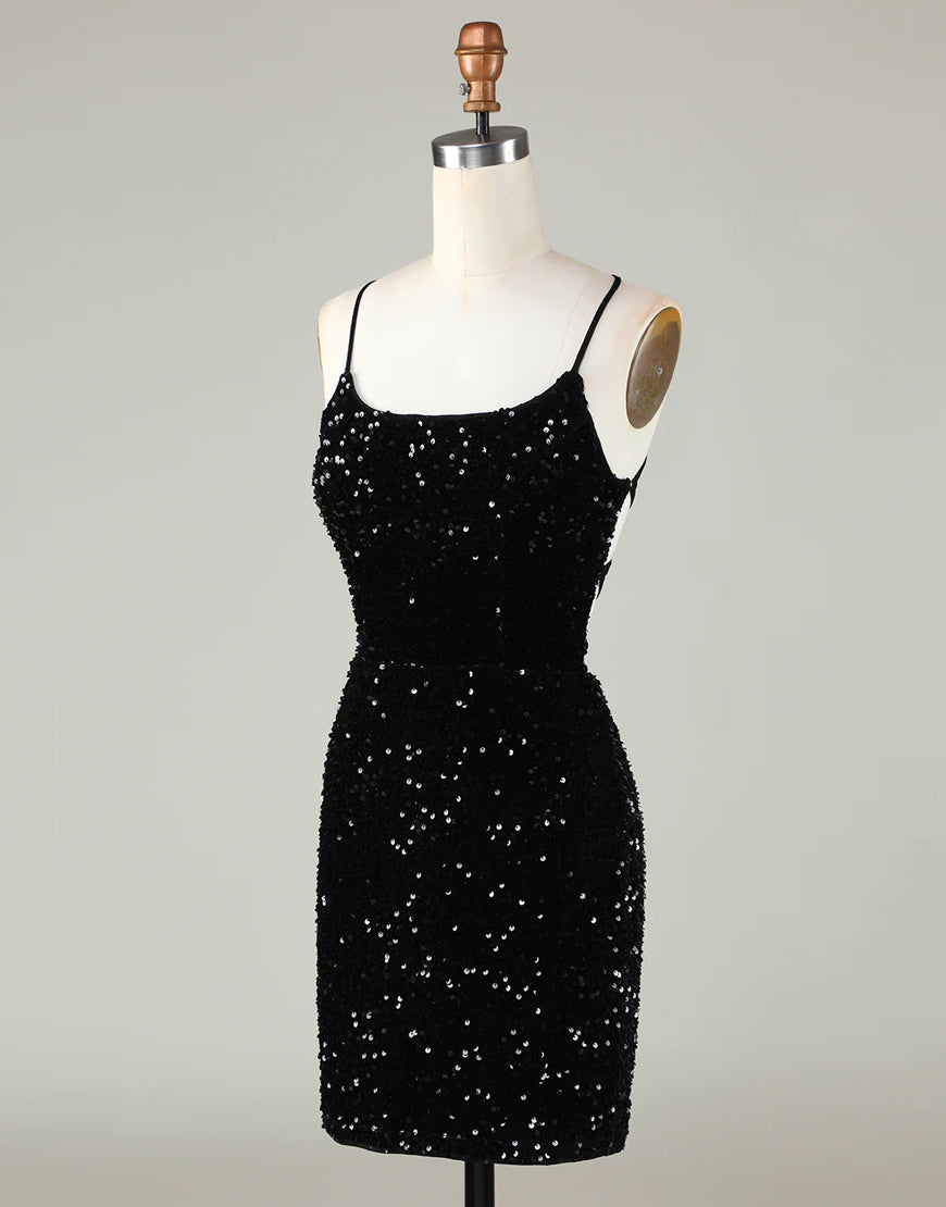 Short-Mini Spaghetti straps Corset Back Homecoming Dress
