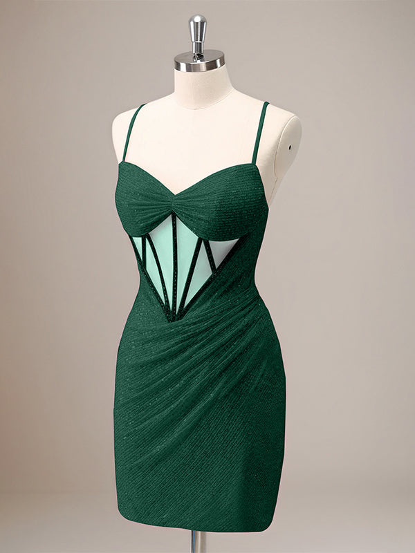 Sparkly Tight Sequin Corset Homecoming Dress with Lace Up Back