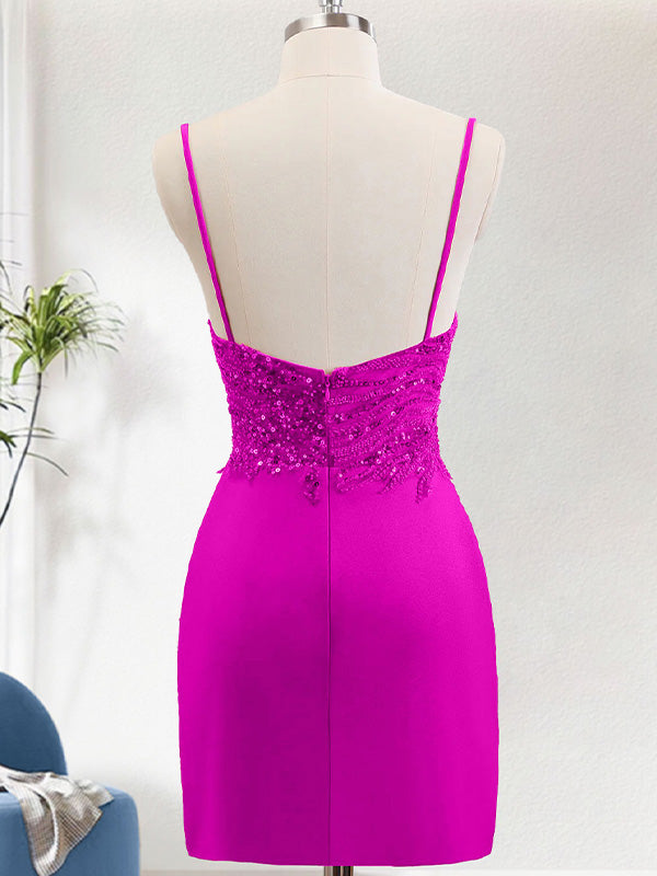 Sparkly Bodycon Spaghetti Straps Homecoming Dress with Sequins