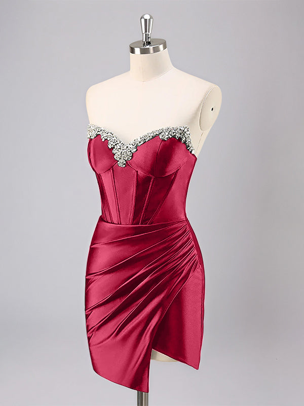 Sparkly Bodycon Strapless Short Corset Homecoming Dress