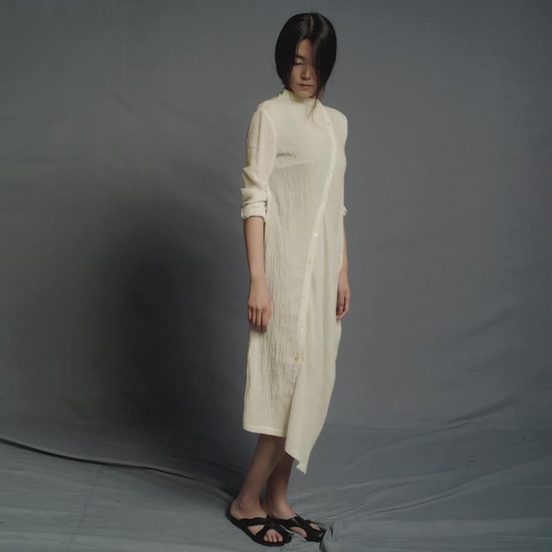 Spring Summer Irregular Solid Color Midi Dress