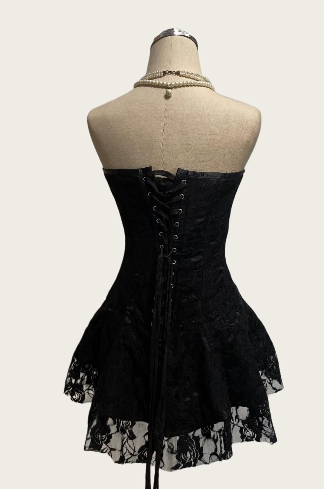 Strapless A-Line Black Lace Birthday Dress Retro Homecoming Dress