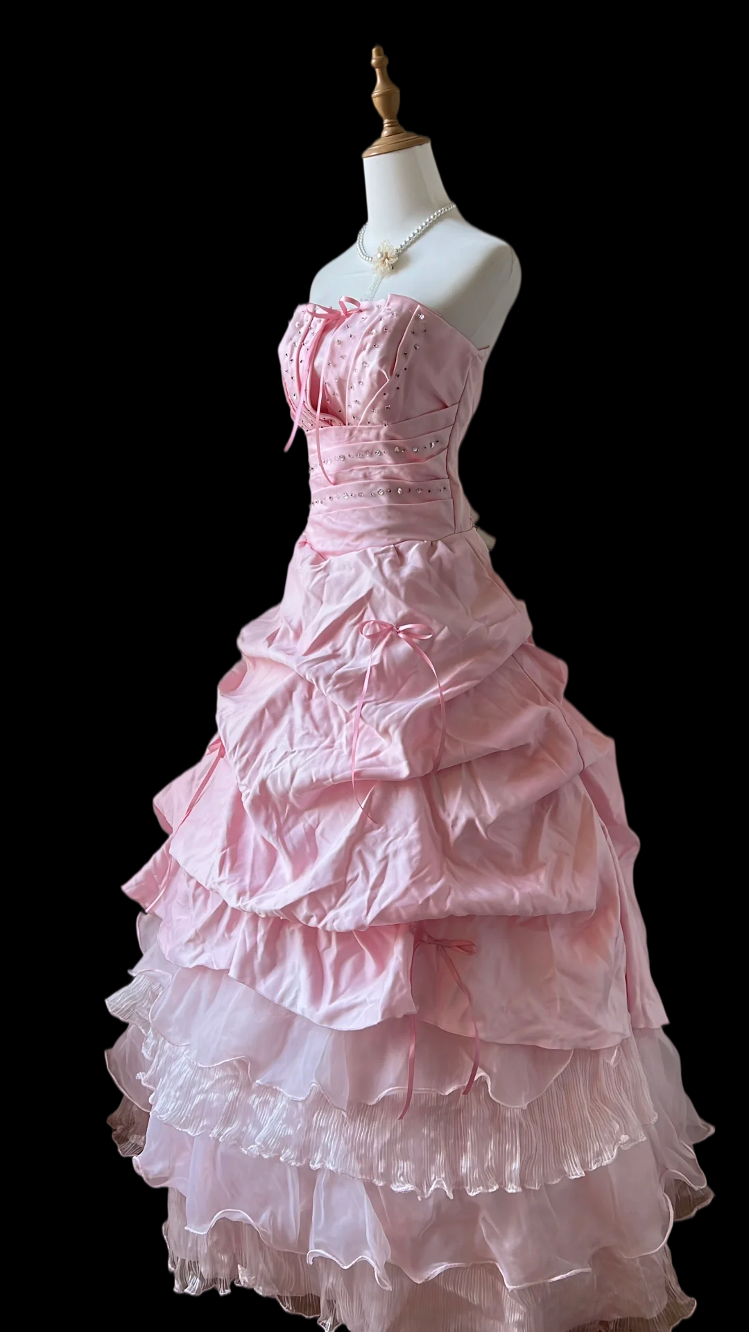 Strapless A-Line Pink Birthday Dress Princess Prom Dress