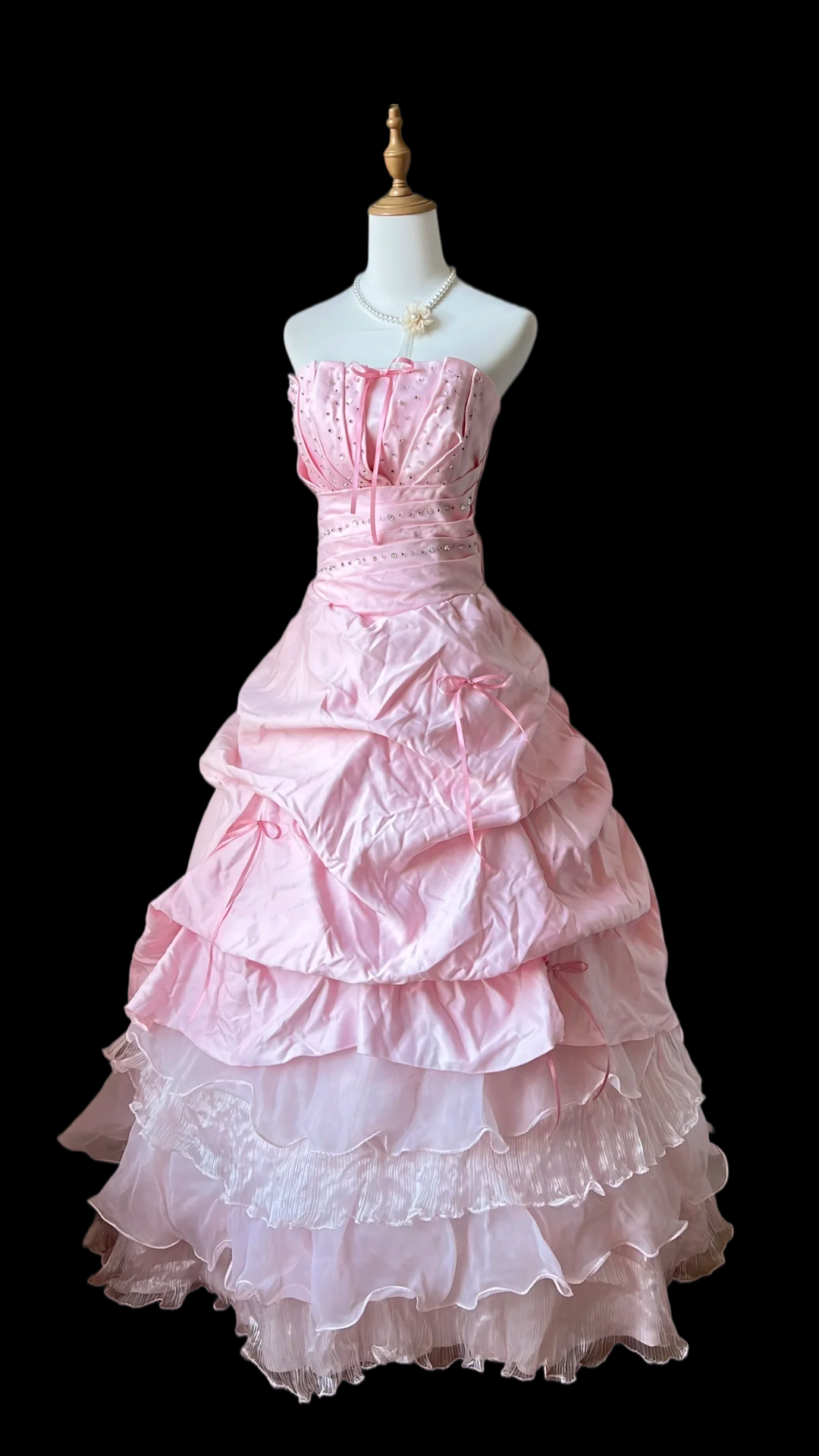 Strapless A-Line Pink Birthday Dress Princess Prom Dress