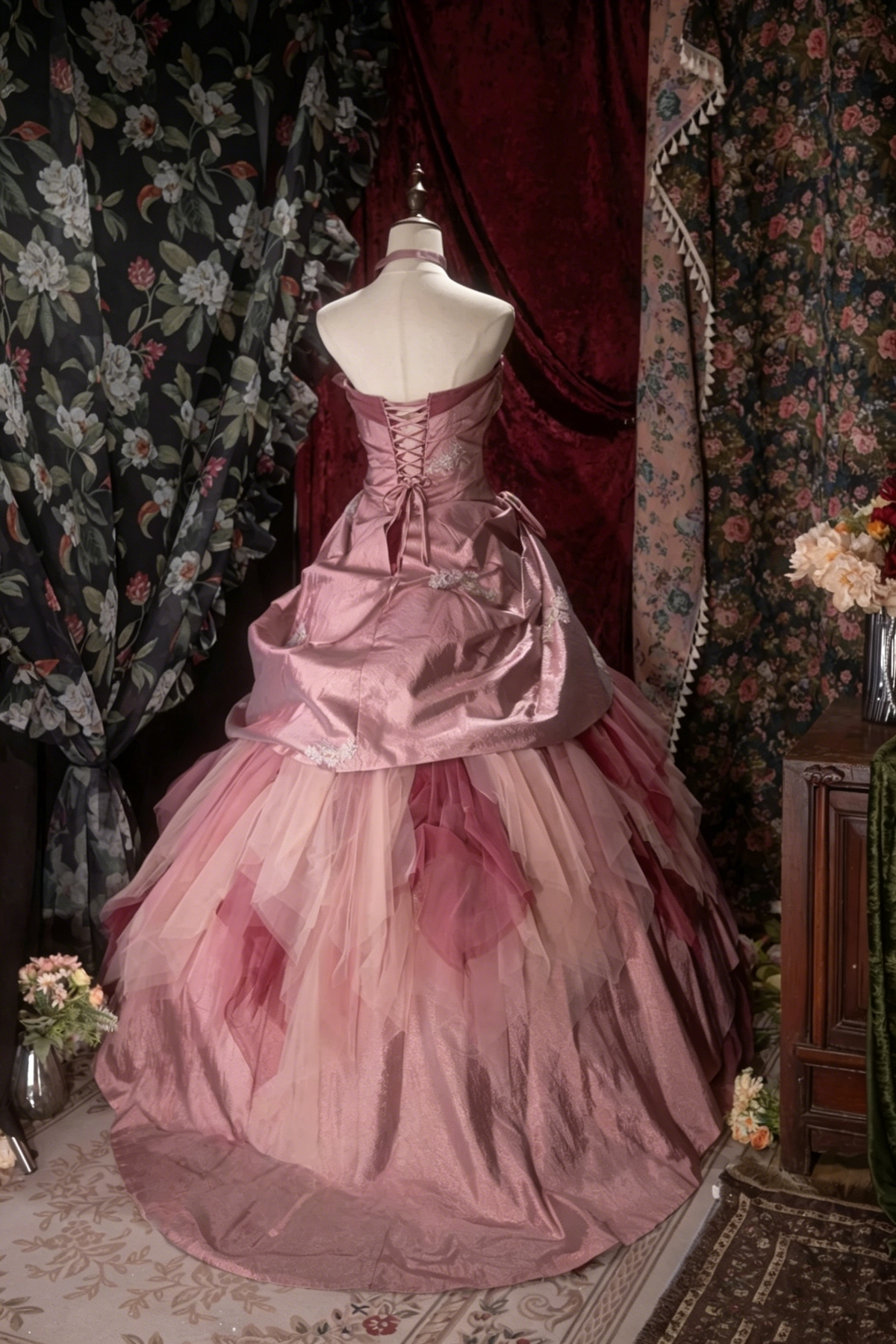 Strapless A-Line Pink Birthday Dress Sweet 16 Quinceanera Dress