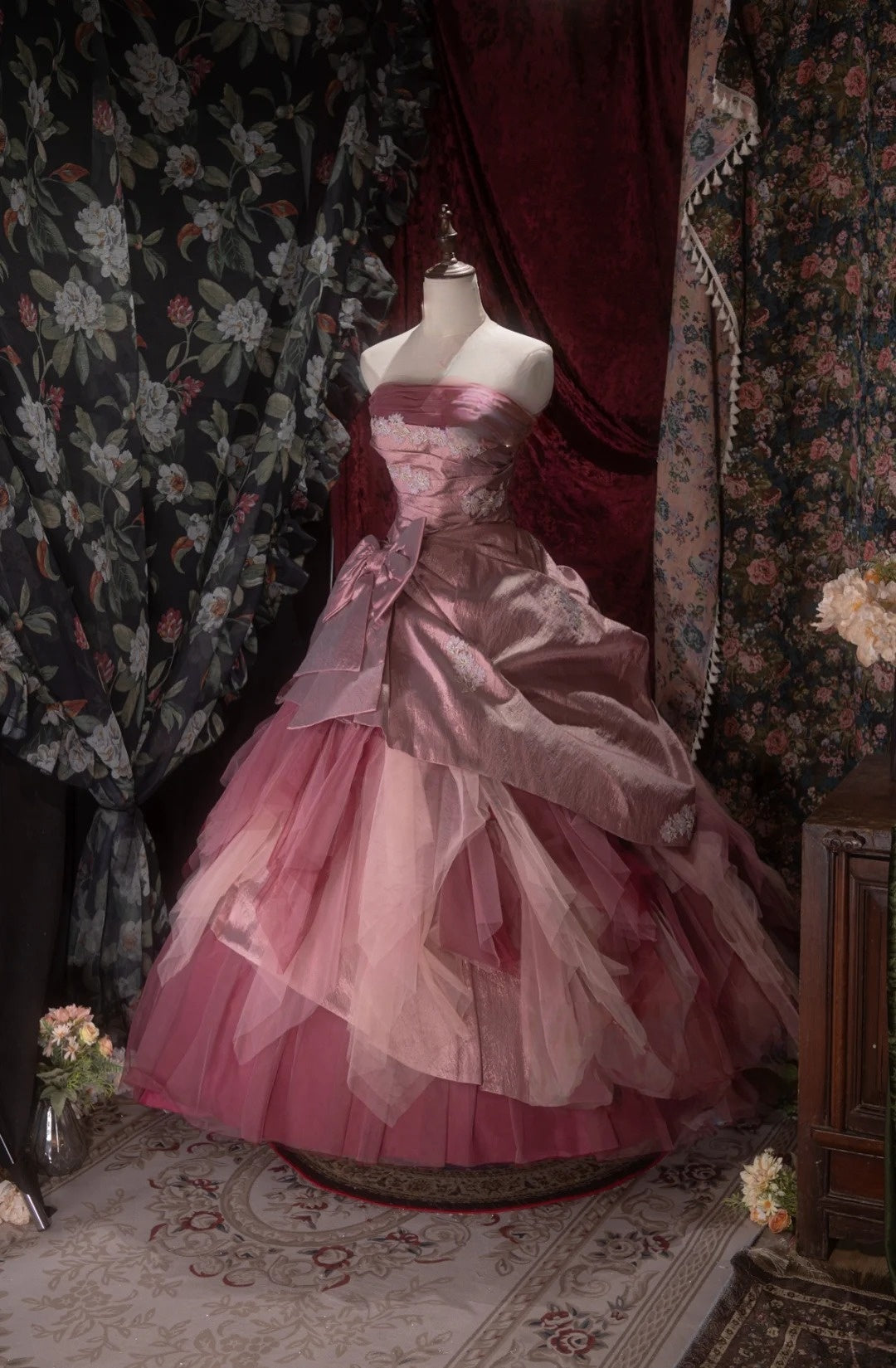 Strapless A-Line Pink Birthday Dress Sweet 16 Quinceanera Dress