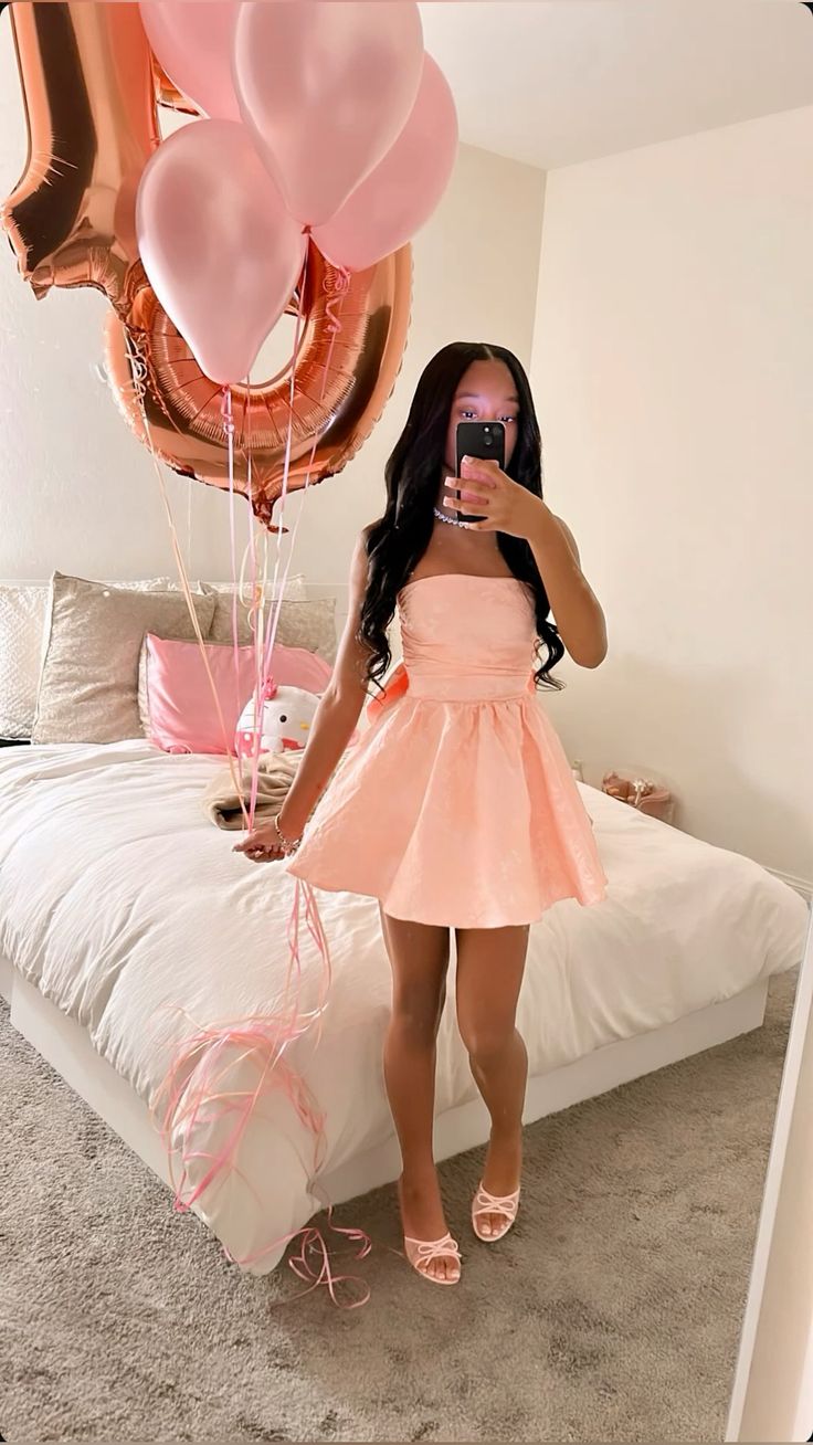 Strapless A-Line Pink Homecoming Dress Short Birthday Dress