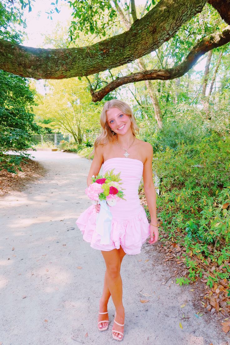 Strapless A-Line Pink Homecoming Dress Short Birthday Dress