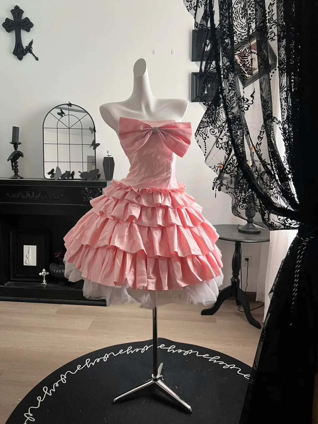 Strapless A-Line Pink Satin Homecoming Dress Cute Birthday Dress