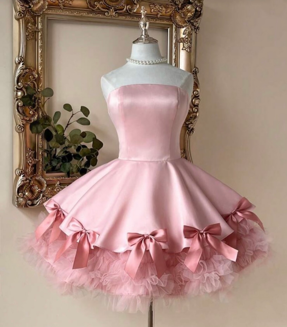 Strapless A-Line Pink Satin Homecoming Dress Sweet Birthday Dress