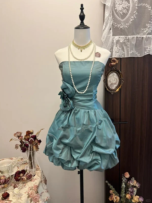 Strapless A Line Retro Homecoming Dress Short Party Dress   J11378