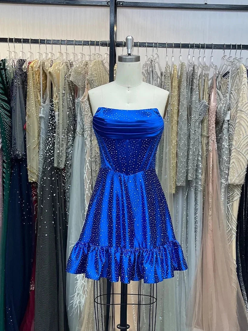 Strapless A-Line Royal Blue Mini Homecoming Dress