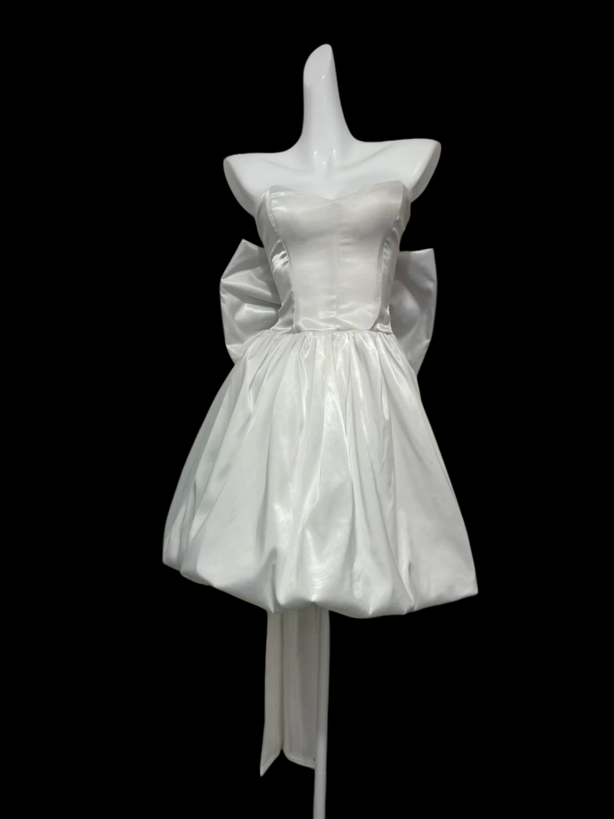 Strapless A-Line Satin Birthday Dress with Bow Knot Short Homecoming Dress