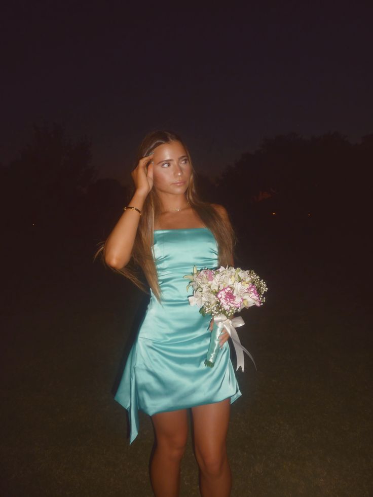 Strapless A-Line Satin Homecoming Dress Short Blue Cocktail Dress