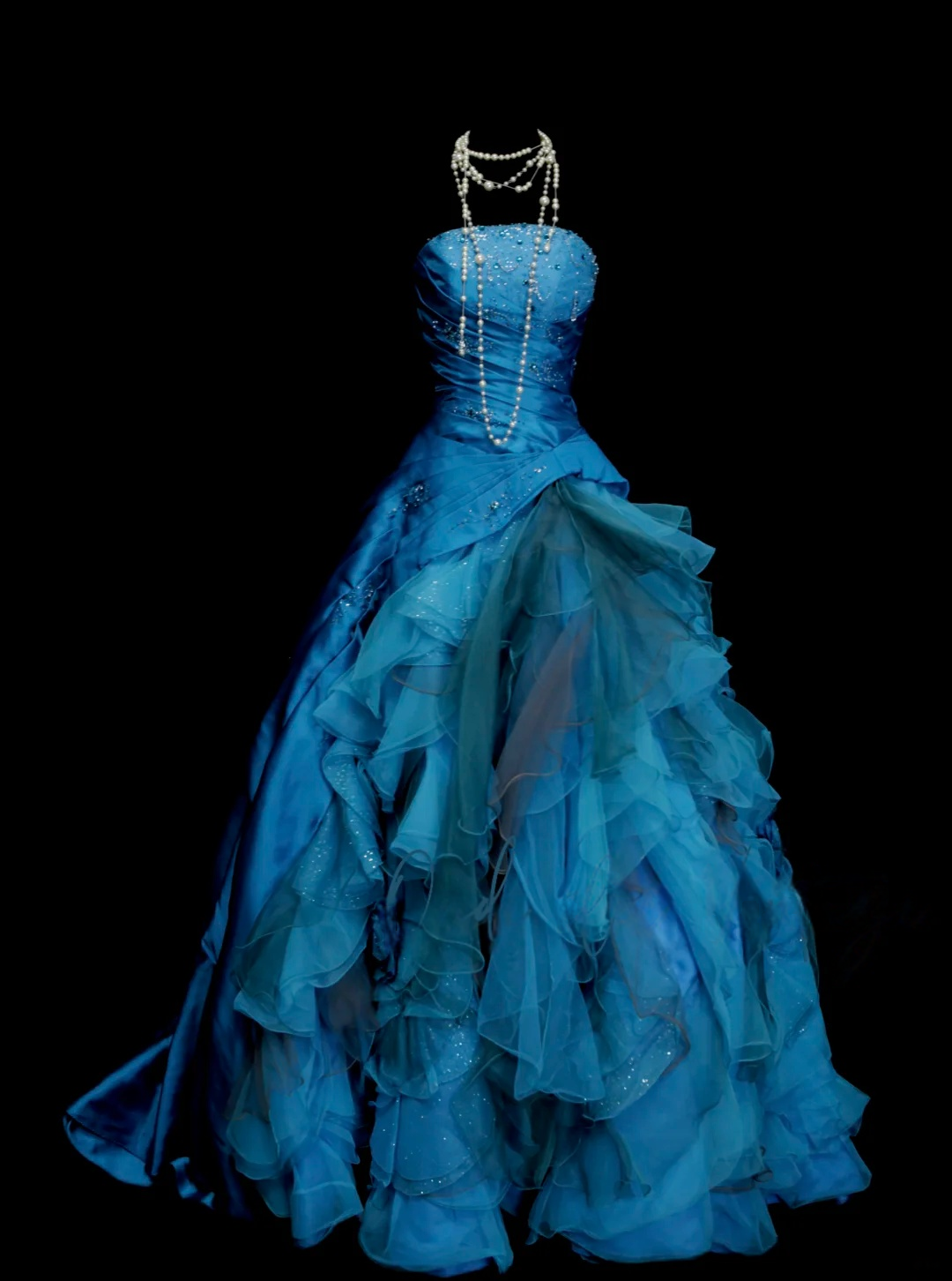 Strapless Ball Gown Blue Sweet 16 Birthday Dress Tulle Quinceanera Dress