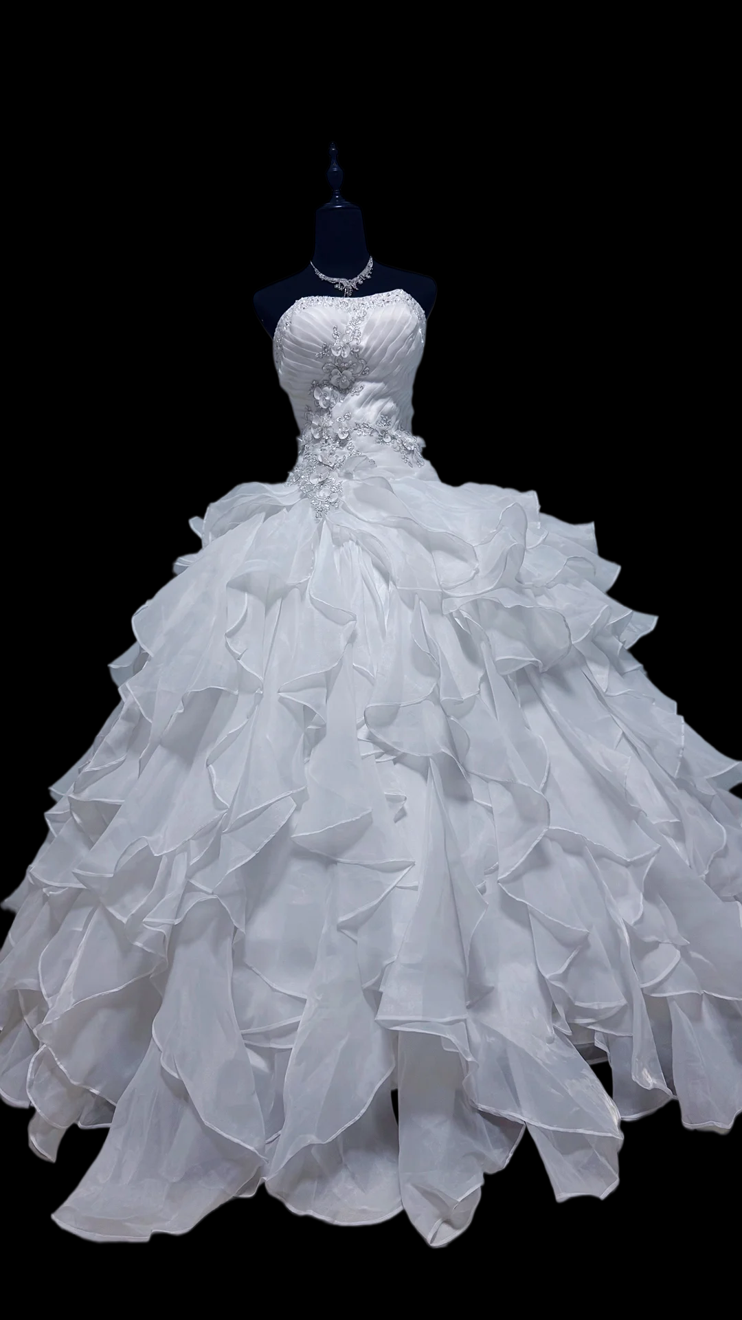 Strapless Ball Gown Sweet 16 Birthday Dress Ruffled Prom Dress