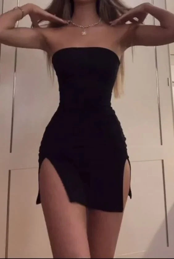 Strapless Black Sheath Homecoming Dress Short Birthday Outfit