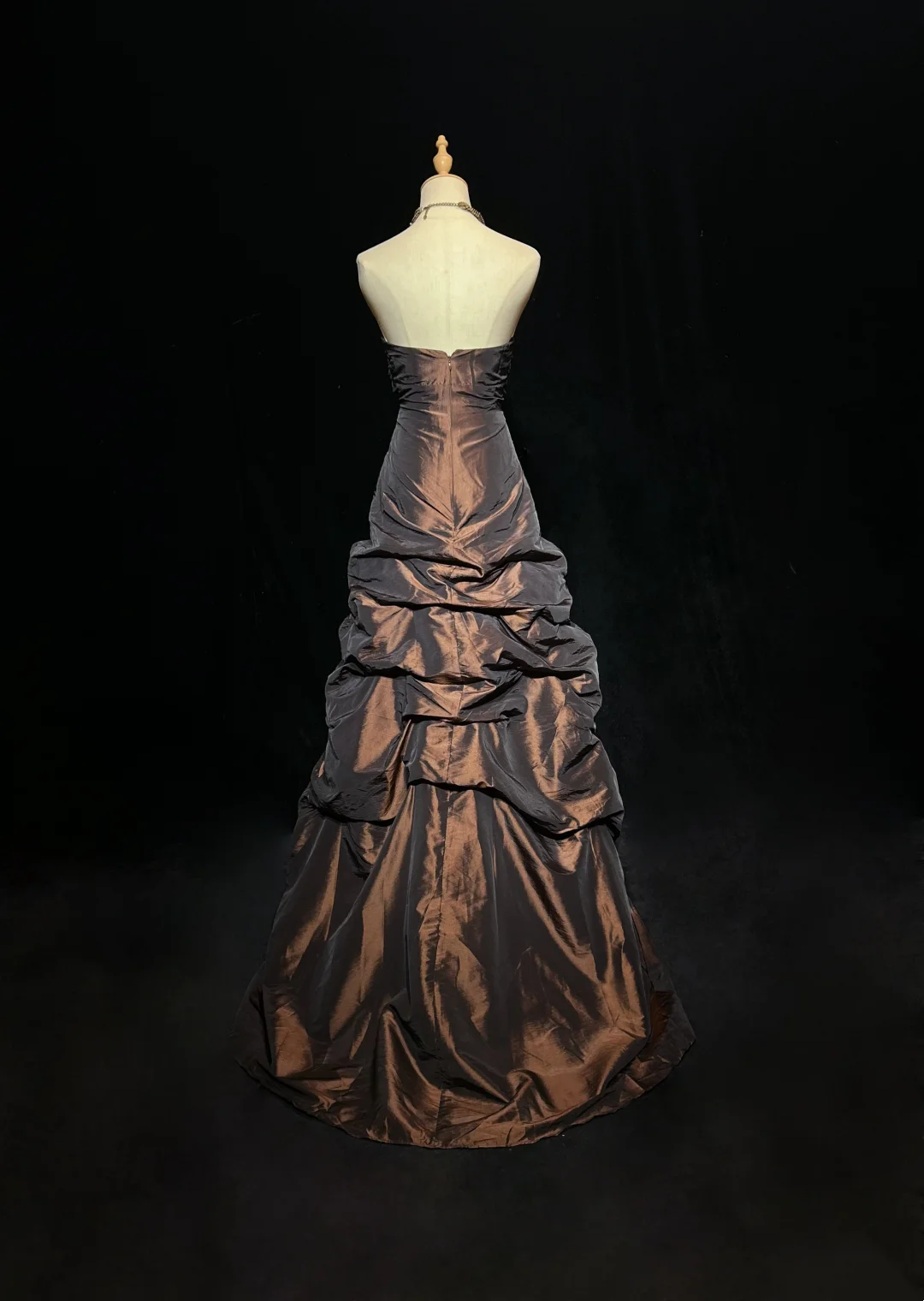 Strapless Brown Taffeta Prom Dress A-Line Formal Party Dress