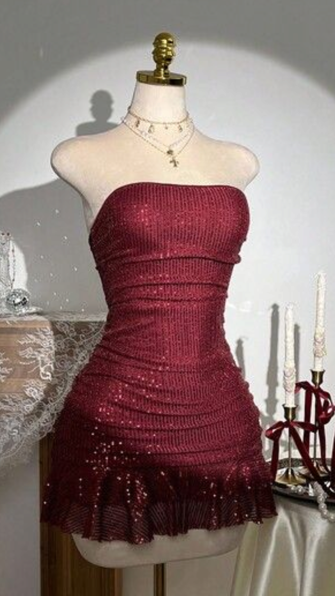 Strapless Burgundy Sparkle Homecoming Dress Short Birthday Dress