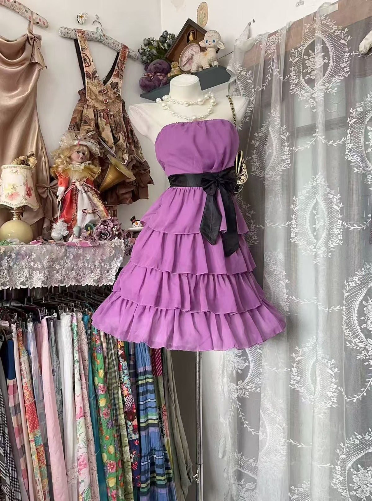 Strapless Chiffon A-Line Homecoming Dress Ruffled Birthday Dress