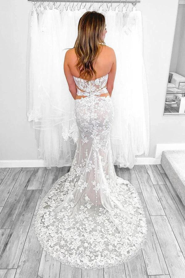 Strapless Elegant Mermaid Wedding Dress With Lace Appliques (ZD16069)
