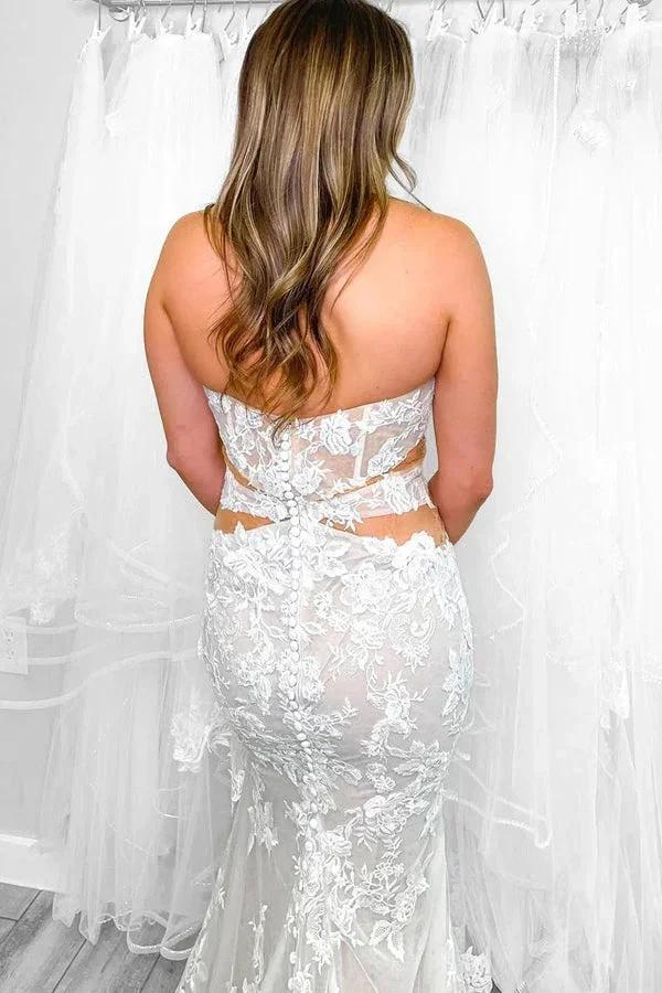 Strapless Elegant Mermaid Wedding Dress With Lace Appliques (ZD16069)
