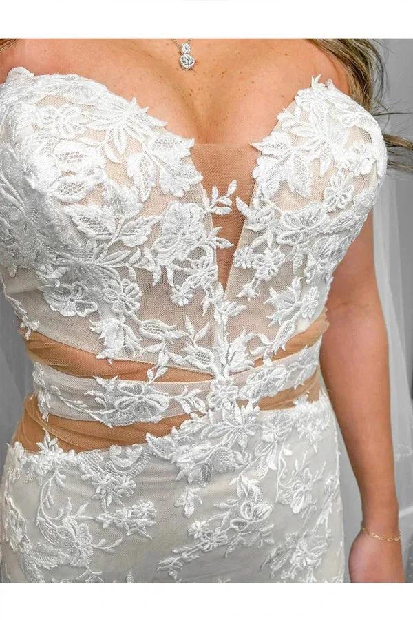 Strapless Elegant Mermaid Wedding Dress With Lace Appliques (ZD16069)