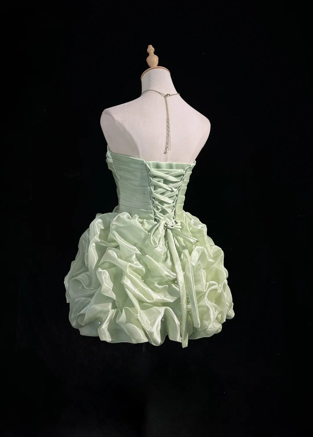 Strapless Fruit Green Short Homecoming Dress Mini Birthday Dress  J10337