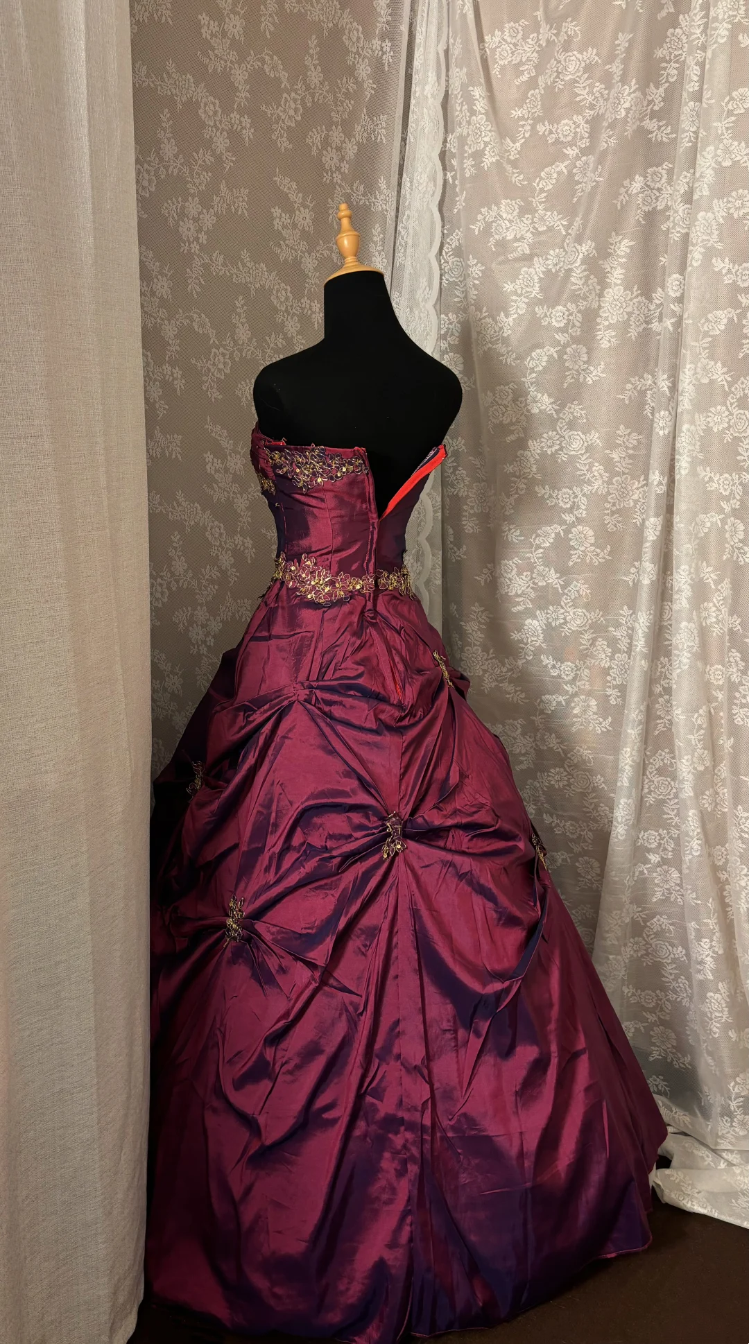 Strapless Fuchsia Vintage Prom Dress Taffeta Birthday Dress