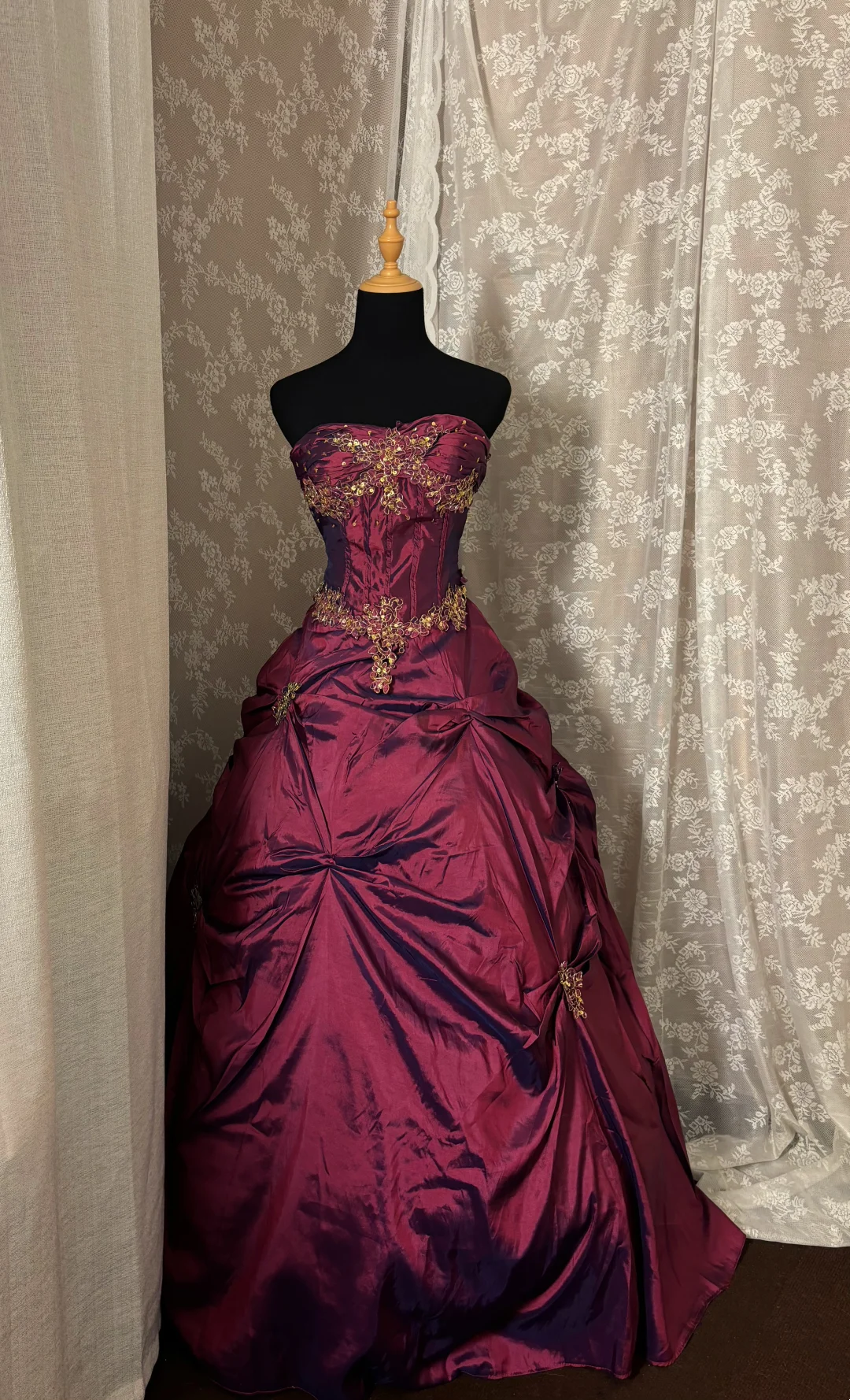 Strapless Fuchsia Vintage Prom Dress Taffeta Birthday Dress