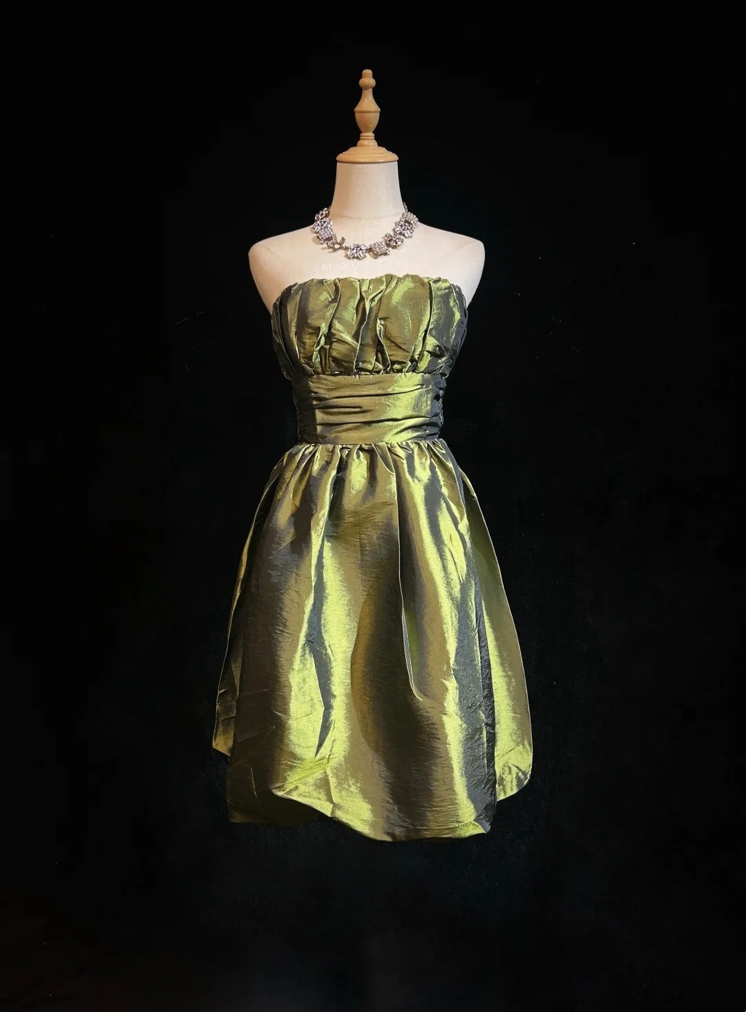 Strapless Green Taffeta Homecoming Dress Short Birthday Dress
