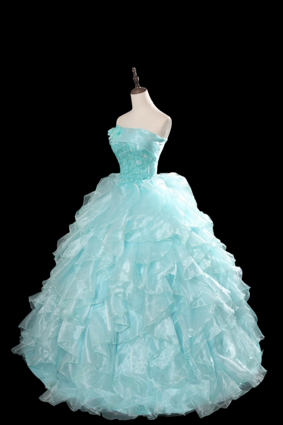 Strapless Mint Green Ruffled Quinceanera Ball Gown Sweet 16 Birthday Dress