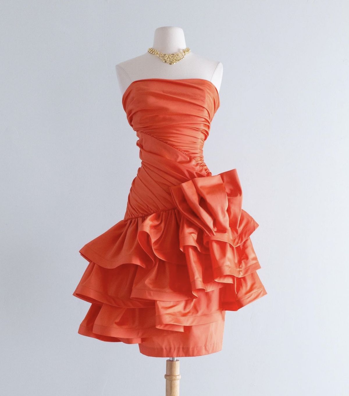 Strapless Orange Layered Retro Birthday Dress Homecoming Dress