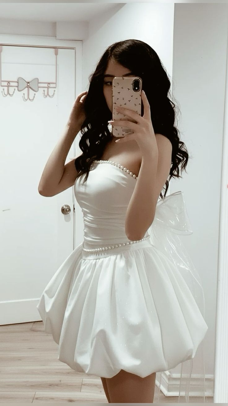 Strapless Pearl Beaded Birthday Dress A-Line Homecoming Dress