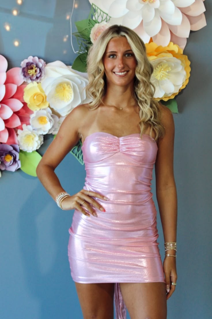 Strapless Pink Sheath Mini Homecoming Dress Cocktail Dress