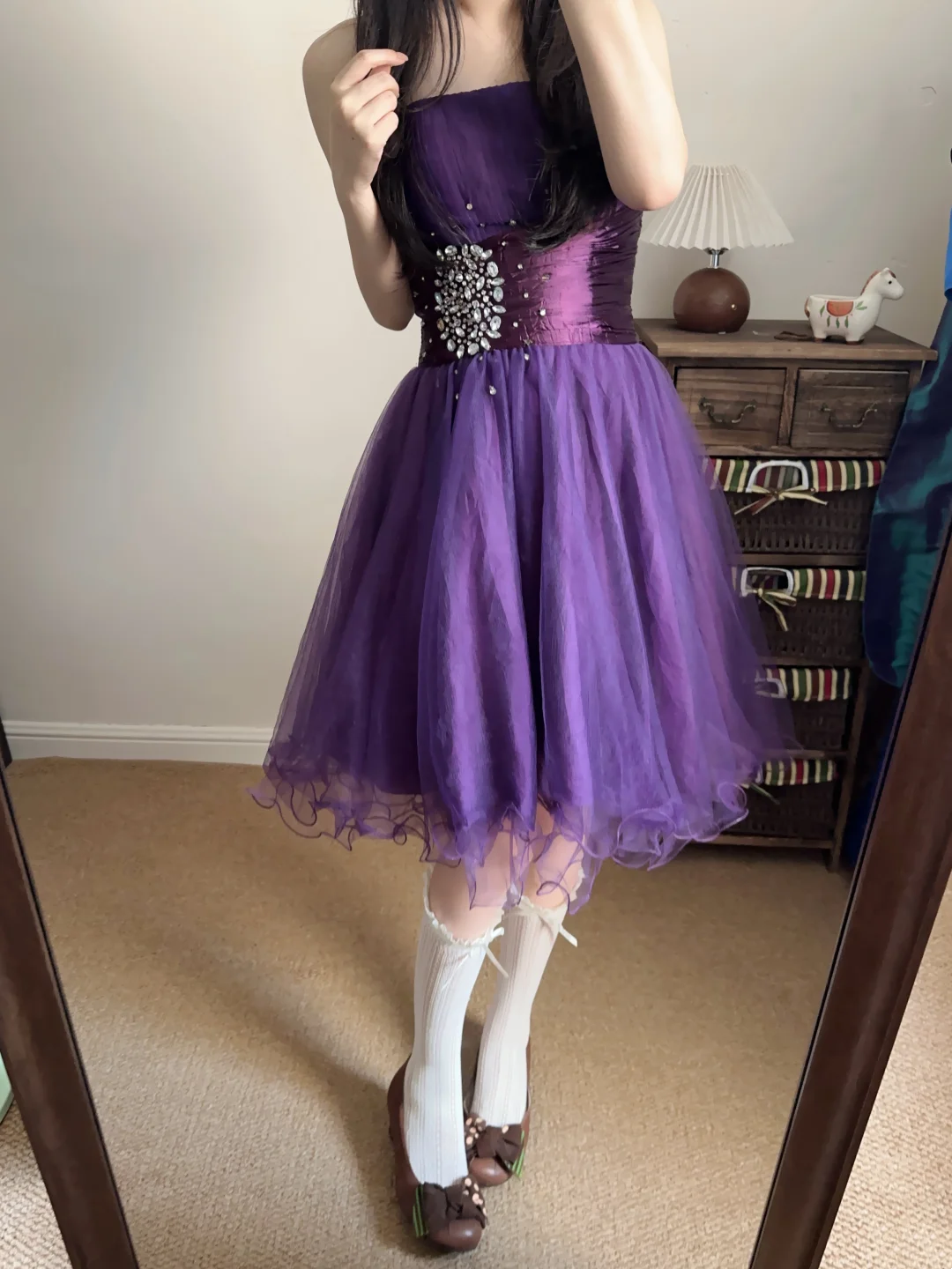 Strapless Purple A-Line Homecoming Dress Retro Party Dress