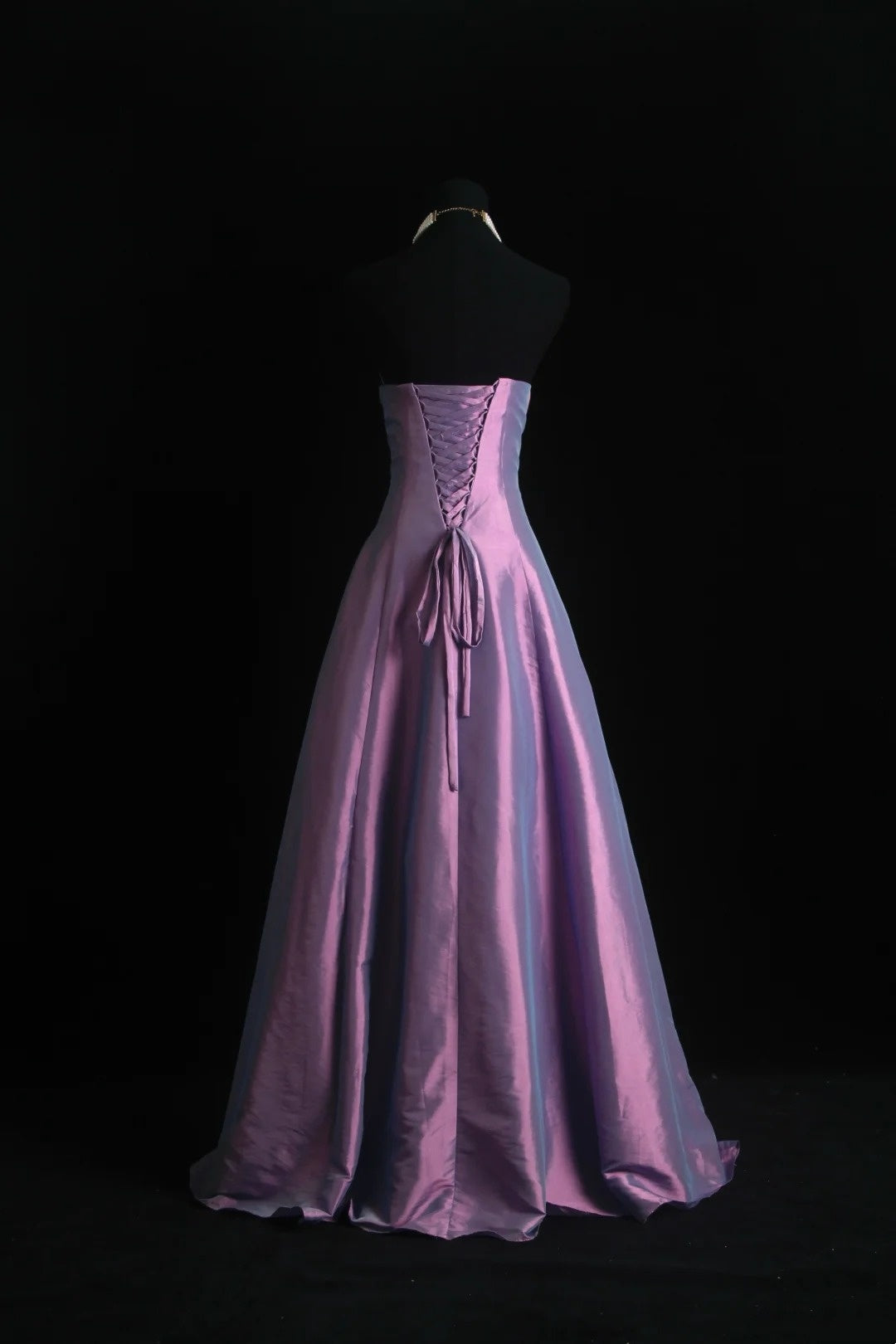 Strapless Purple Taffeta Prom Dress Retro Formal Evening Dress