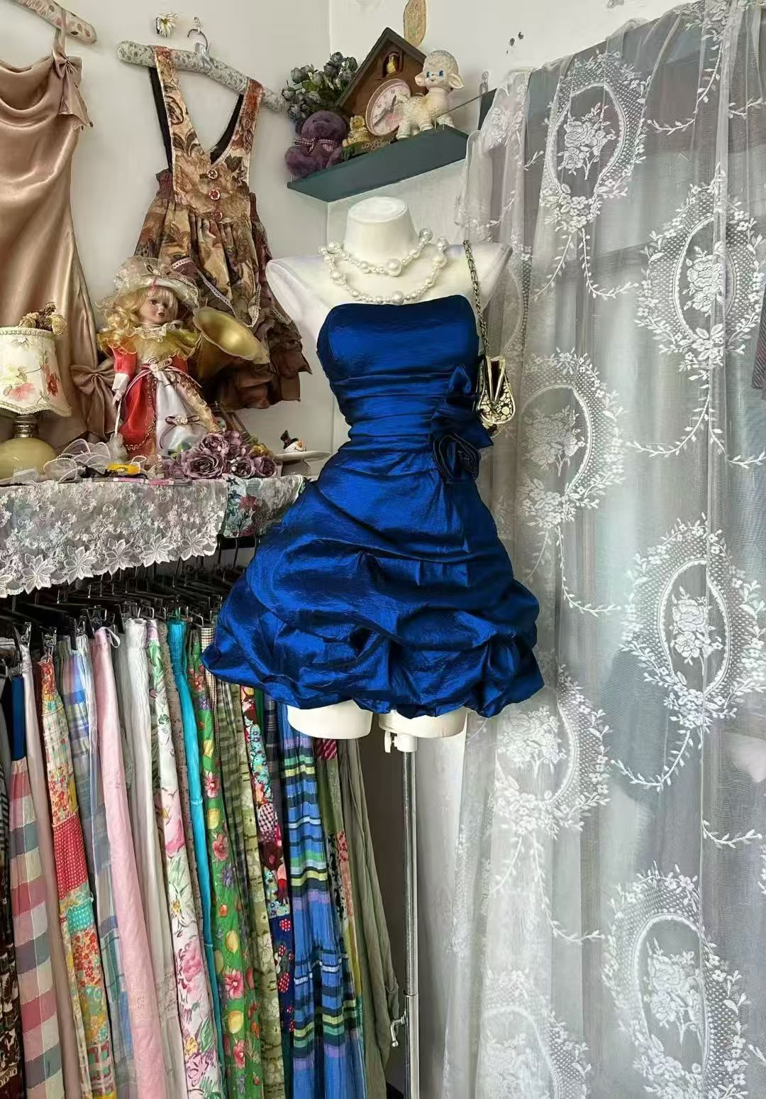 Strapless Royal Blue A-Line Homecoming Dress Short Taffeta Birthday Dress