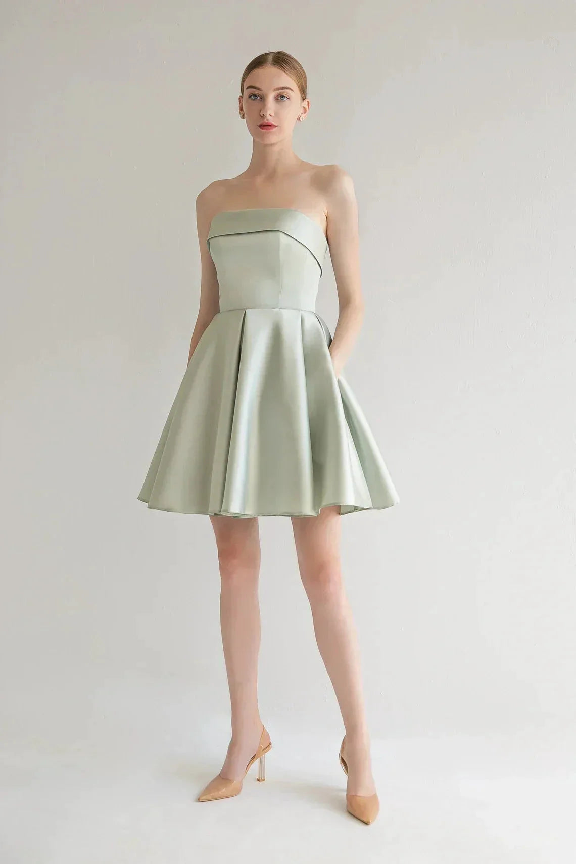 Strapless Satin Homecoming Dresses for Teens SYH101 by vivymakudress