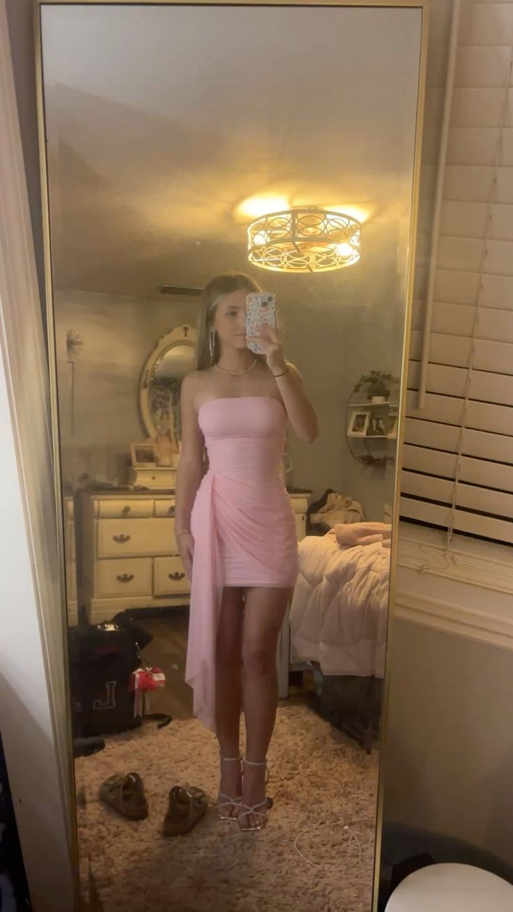 Strapless Sheath Pink Homecoming Dress Short Birthday Dress