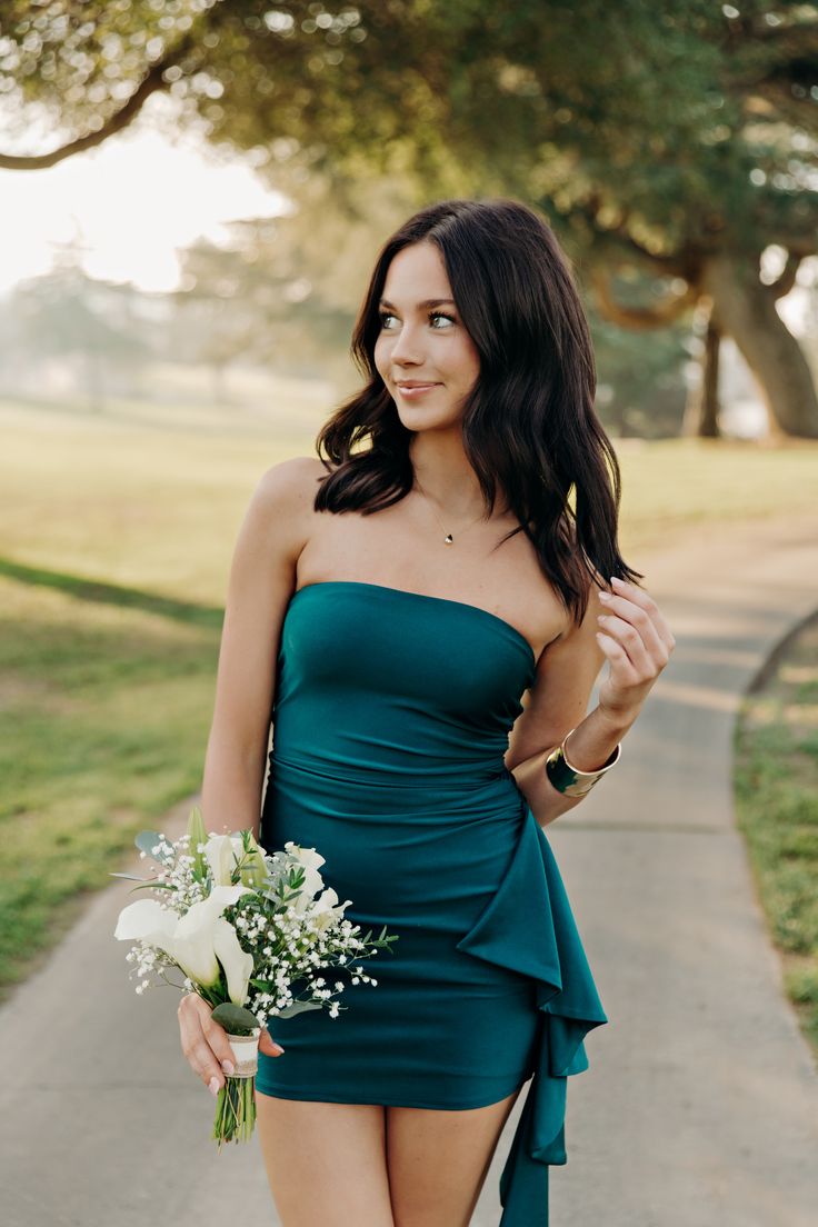 Strapless Turquoise Green Homecoming Dress Short Cocktail Dress