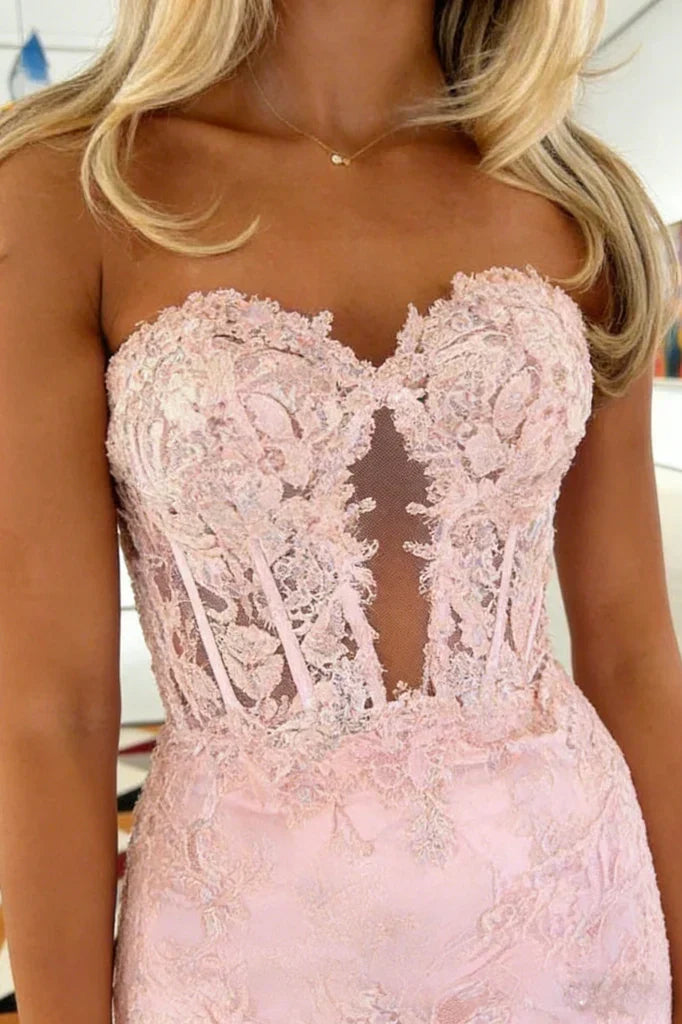 Charming Fuchsia Mermaid Sweetheart Backless Corset Prom Dress With Appliques