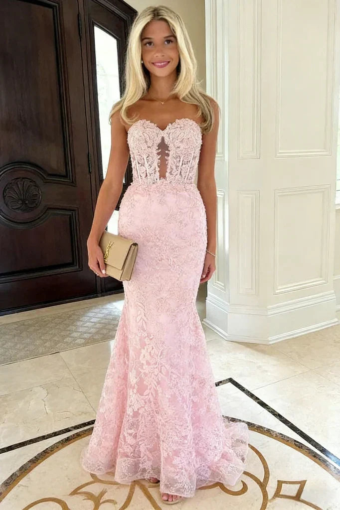Stunning Black Sweetheart Backless Mermaid Long Prom Dress with Appliques